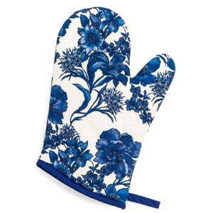 New MACKENZIE-CHILDS English Garden Oven Mitt Royal & White Floral